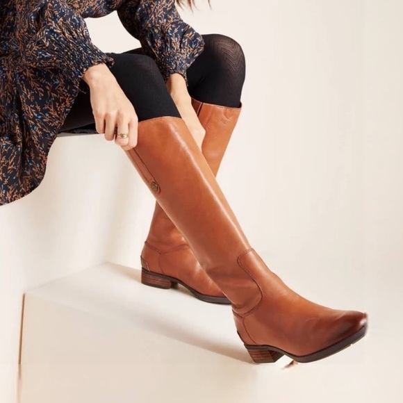 Sam Edelman Cognac Leather Penny Riding Knee High Boots 7.5 - Picture 1 of 15